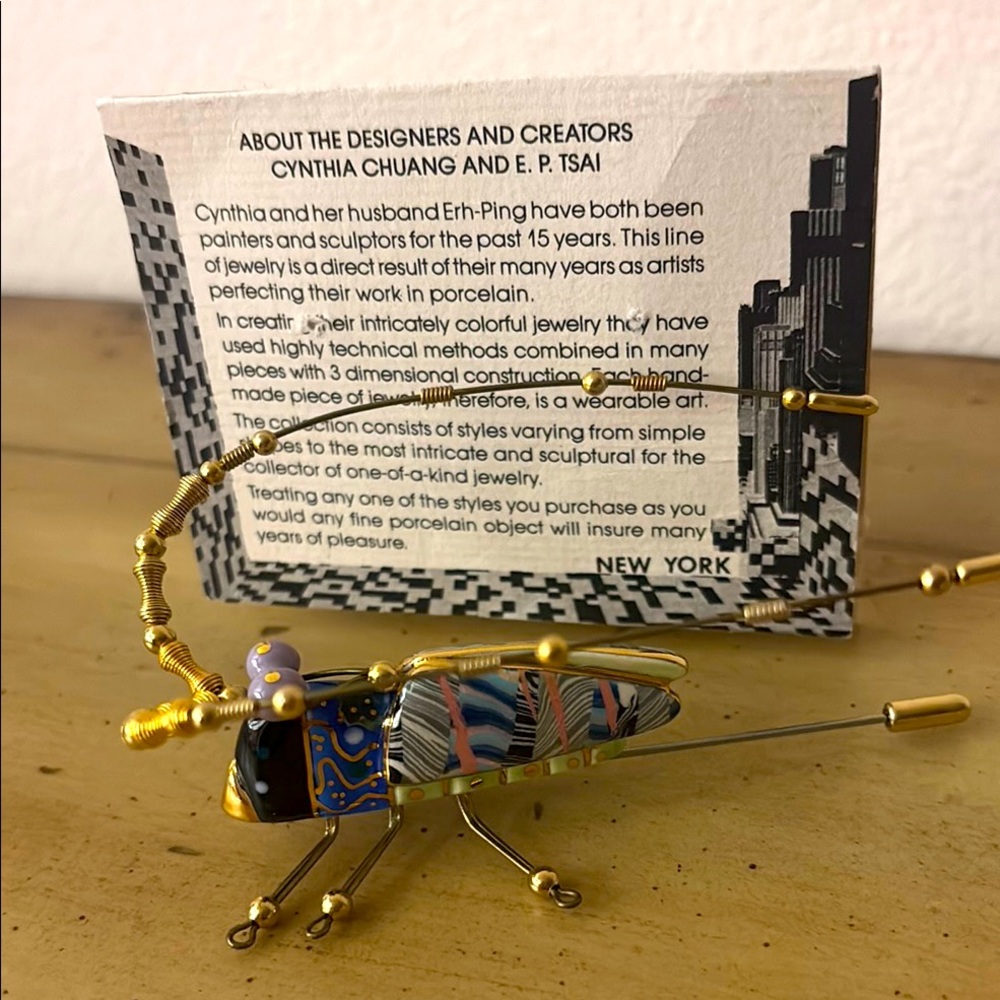 Cynthia Chuang designed Colorful Insect Brooch with Gold Accents